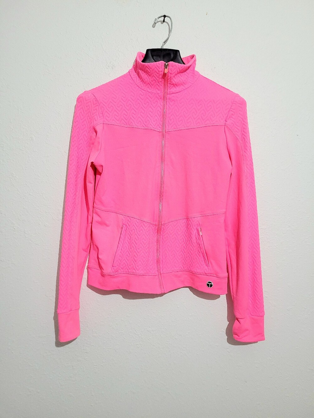Trina Turk Recreation Activewear Set Jacket & Crop Leggings Pink Black Women L - Picture 2 of 16